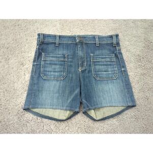 Pilcro Jeans Shorts Womens 31 Blue Denim High Rise Patch Pockets Superscript
